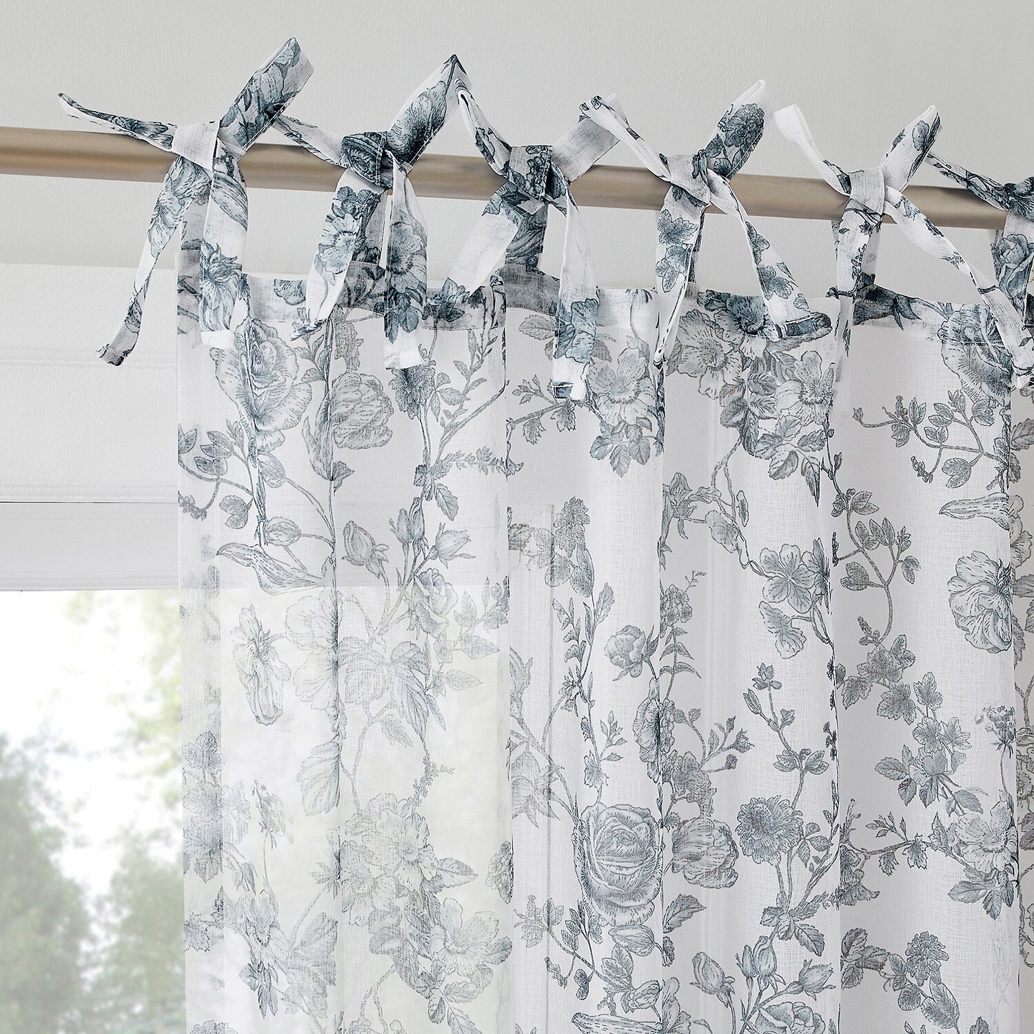 No 918 Cillian Floral Tab Top Sheer Set of 2 Curtain Panel