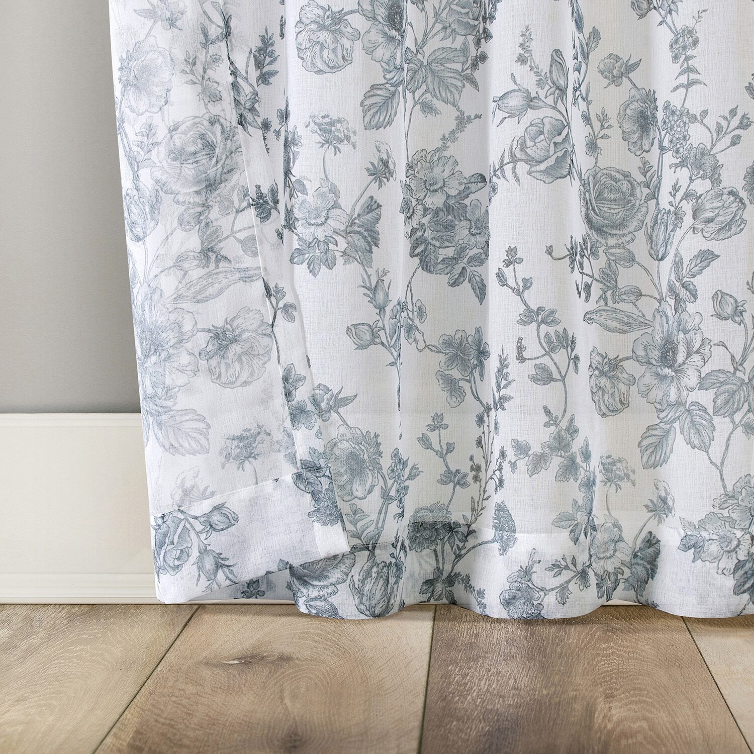 No 918 Cillian Floral Tab Top Sheer Set of 2 Curtain Panel