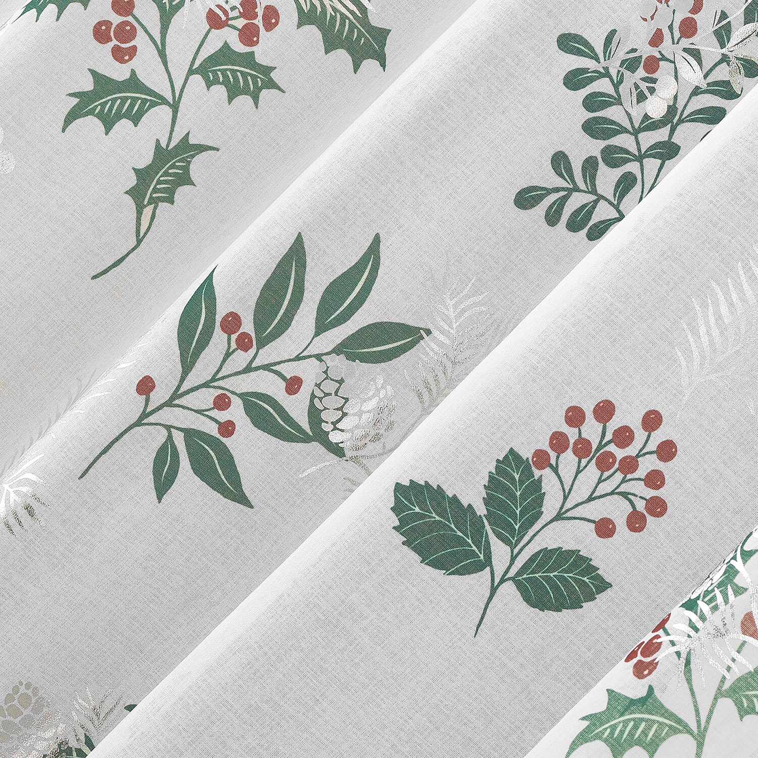 No 918 Berry Creek Christmas Metallic Sheer Rod Pocket Set of 2 Curtain Panel