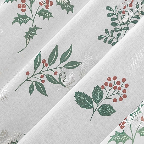 No 918 Berry Creek Christmas Metallic Rod Pocket Sheer Set of 2 Curtain Panel