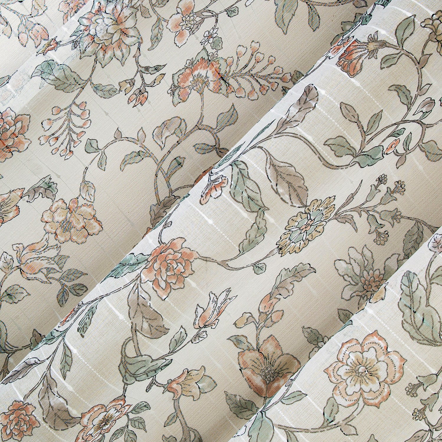 No 918 Abigail Rope Floral Tab Top Sheer Set of 2 Curtain Panel