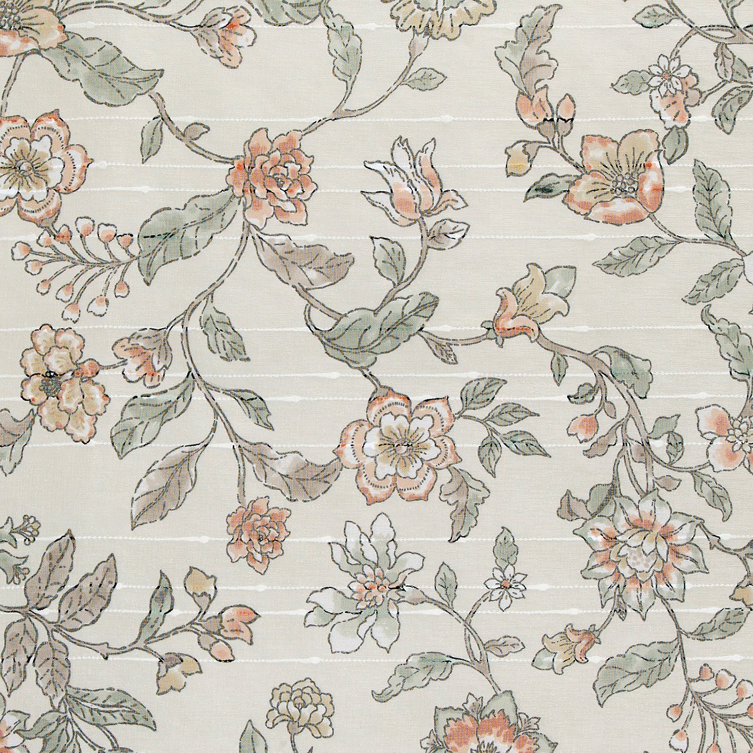 No 918 Abigail Rope Floral Tab Top Sheer Set of 2 Curtain Panel