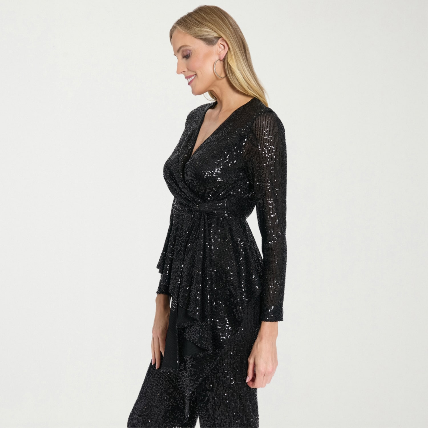 Clover And Sloane Womens V Neck Long Sleeve Blouse