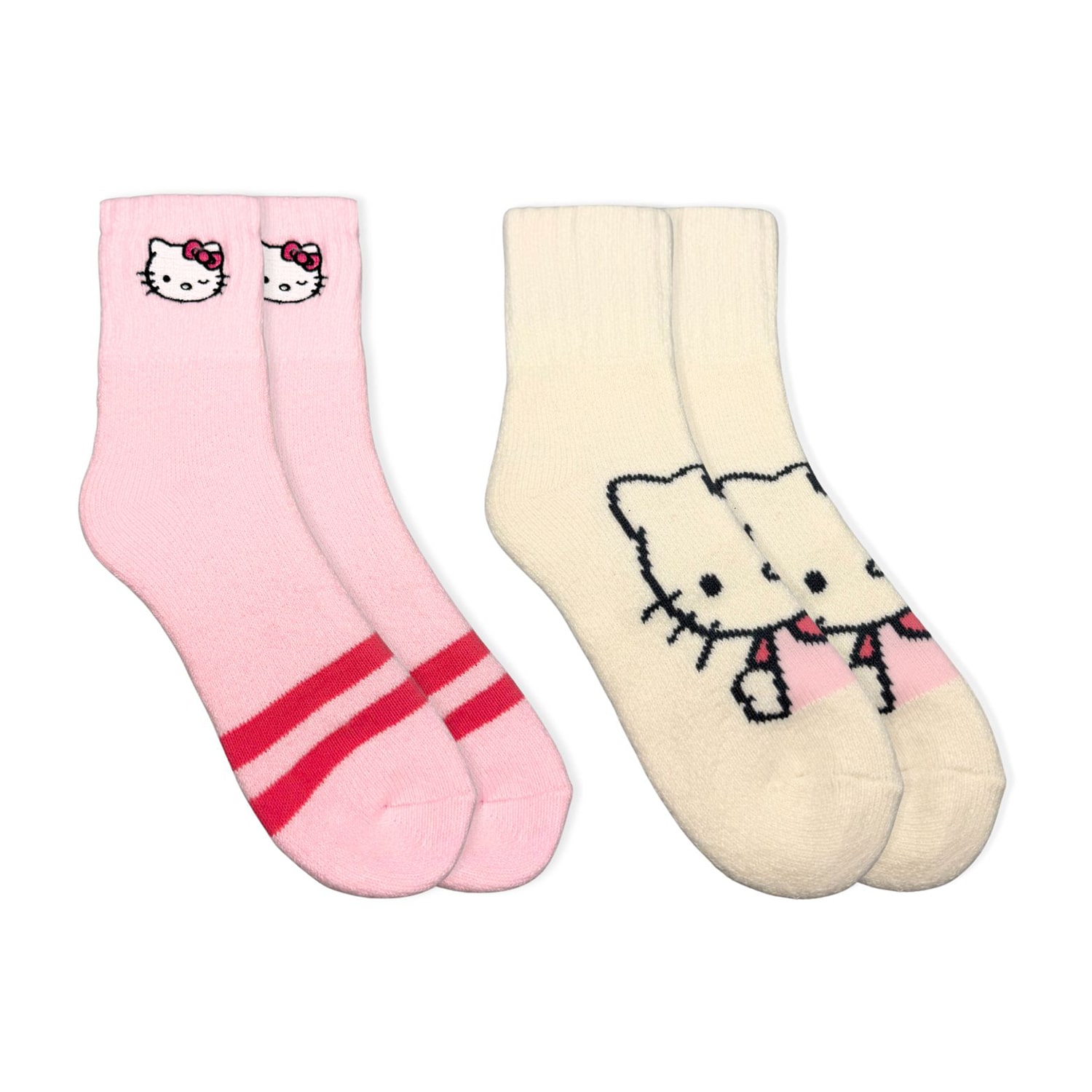 Womens 2 Pair Hello Kitty Crew Socks