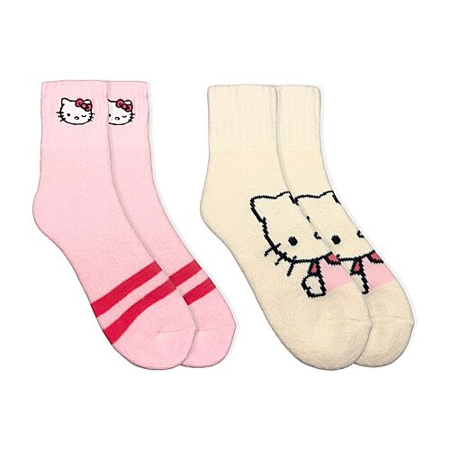 Licensed Properties Womens 2 Pair Hello Kitty Crew Socks In Pink
