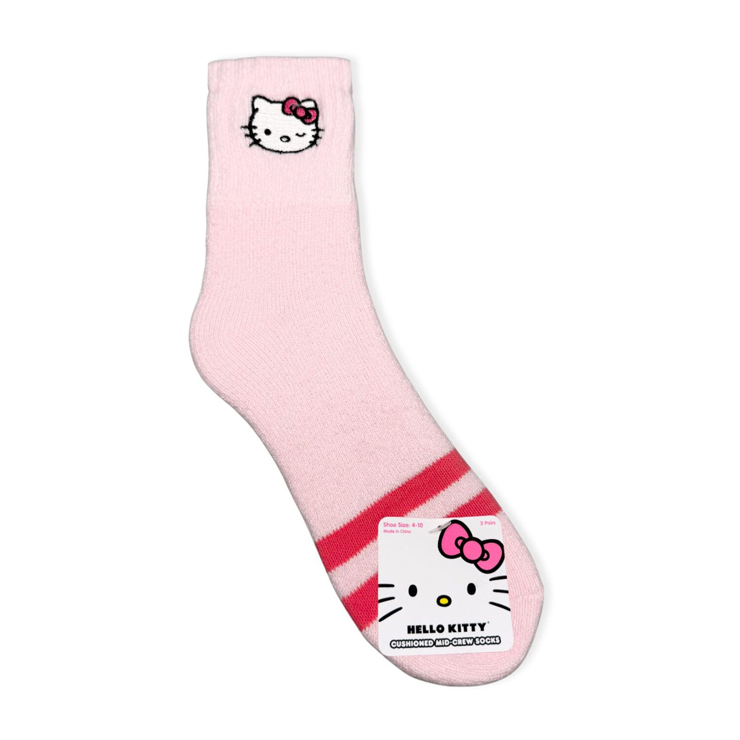 Womens 2 Pair Hello Kitty Crew Socks
