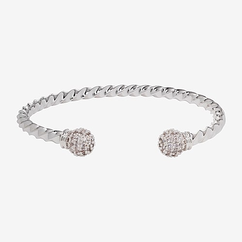 Sparkle Allure Womens Cubic Zirconia Pure Silver Over Brass Bangle Bracelet