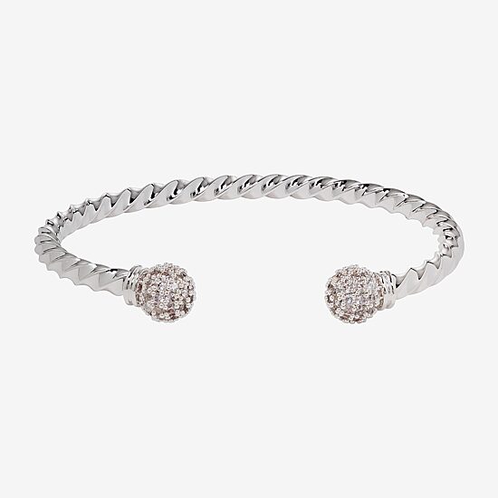 Sparkle Allure Womens Cubic Zirconia Pure Silver Over Brass Bangle Bracelet