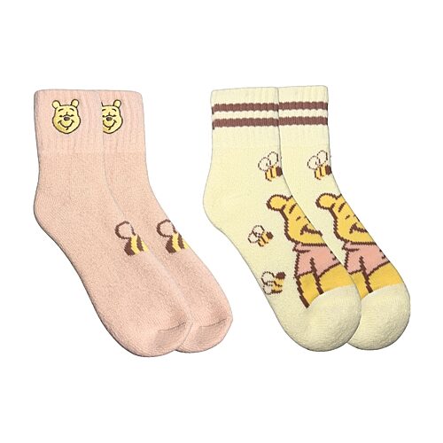 Licensed Properties Womens 2 Pair Winnie The Pooh Crew Socks In Brown