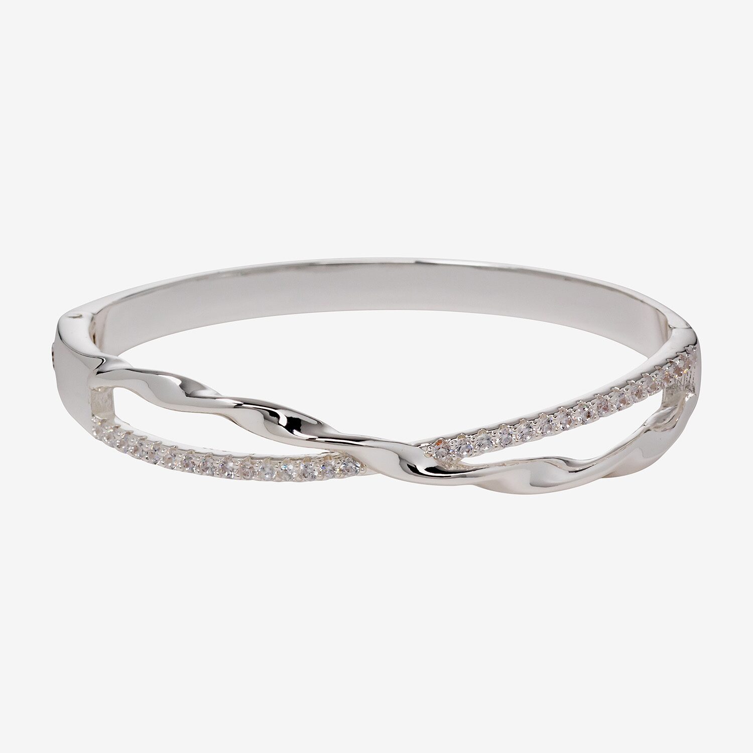 Sparkle Allure Womens Cubic Zirconia Pure Silver Over Brass Bangle Bracelet