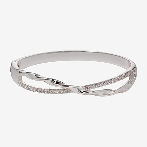 Sparkle Allure Womens Cubic Zirconia Pure Silver Over Brass Bangle Bracelet