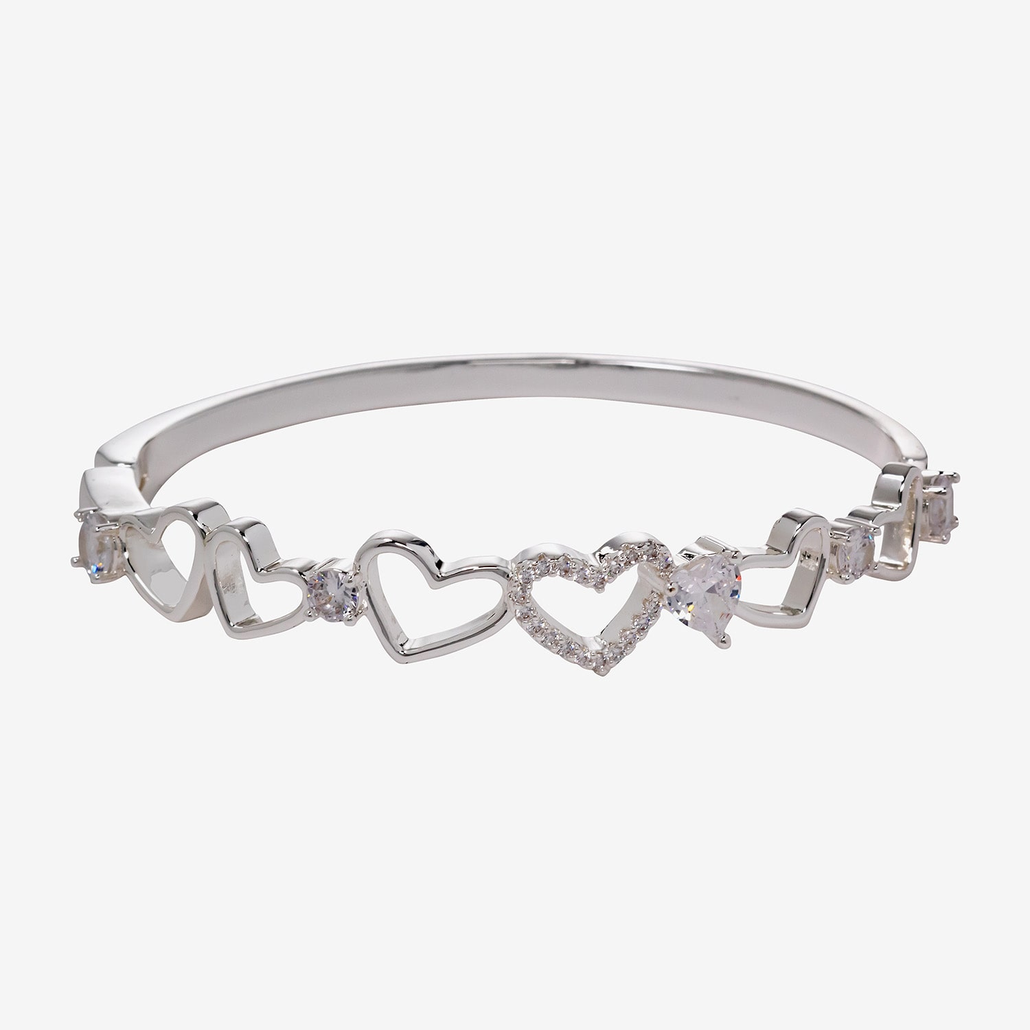 Sparkle Allure Womens Cubic Zirconia Pure Silver Over Brass Heart Bangle Bracelet