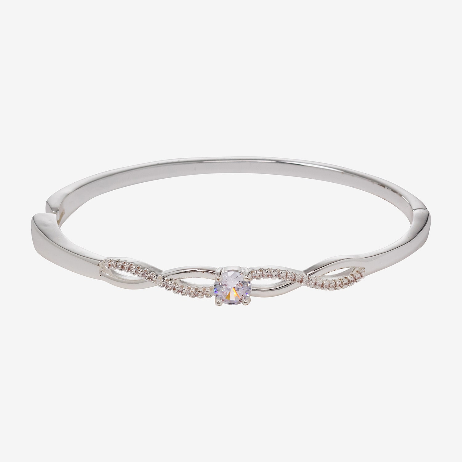 Sparkle Allure Womens Cubic Zirconia Pure Silver Over Brass Bangle Bracelet