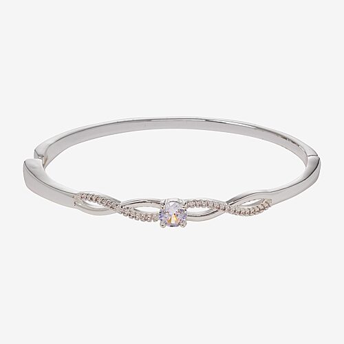 Sparkle Allure Womens Cubic Zirconia Pure Silver Over Brass Bangle Bracelet
