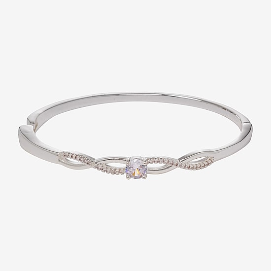 Sparkle Allure Womens Cubic Zirconia Pure Silver Over Brass Bangle Bracelet