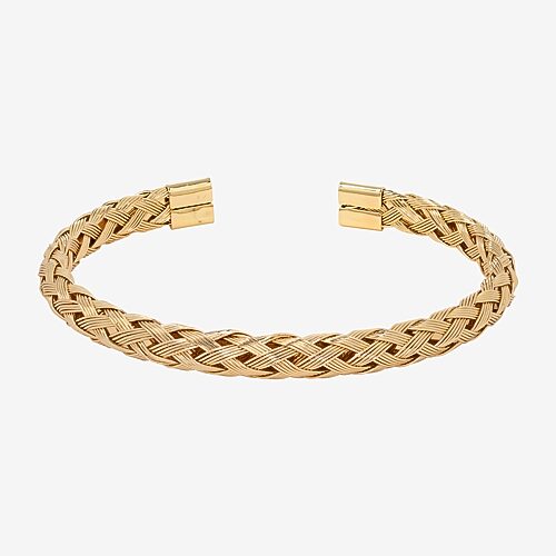 Sparkle Allure Womens 14K Gold Over Stainless Steel Bangle Bracelet, One Size, Yellow