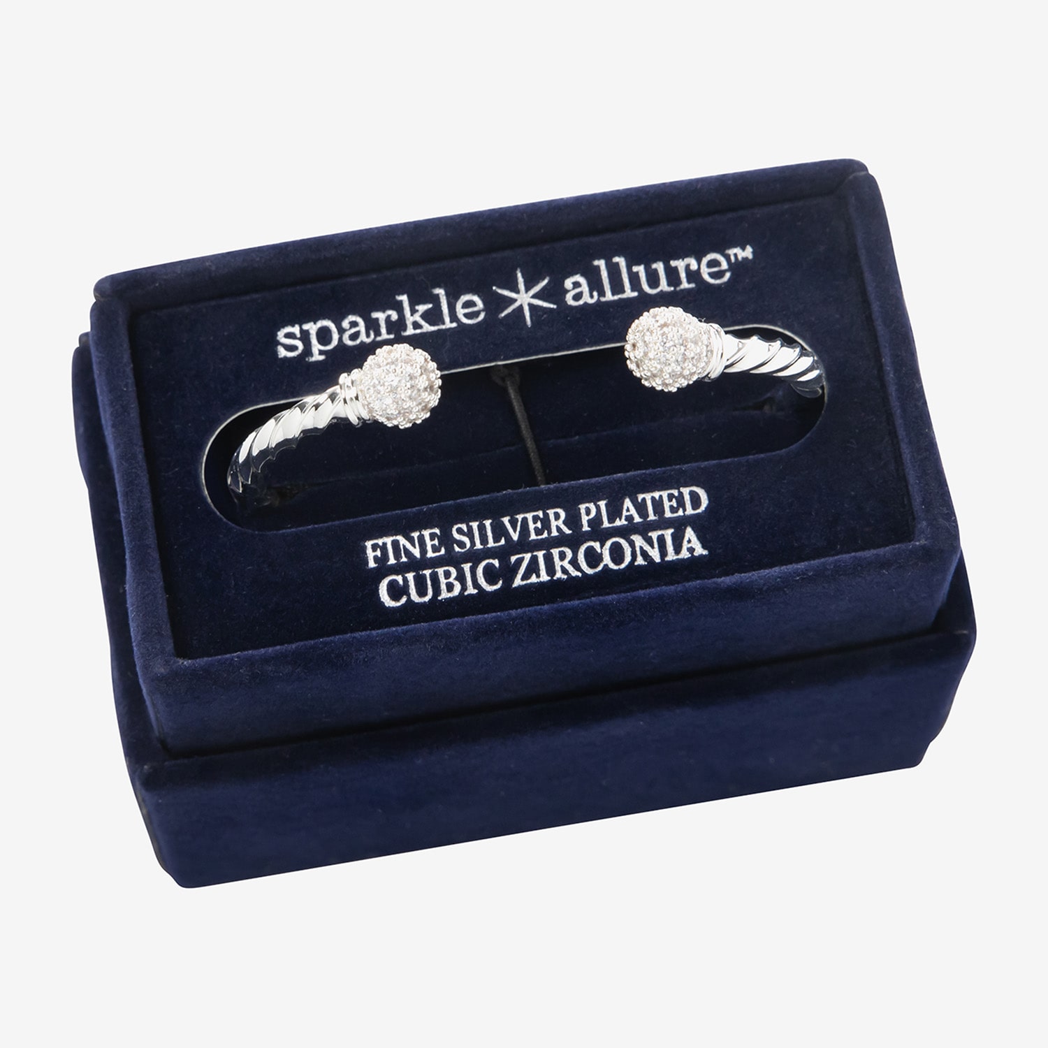 Sparkle Allure Womens Cubic Zirconia Pure Silver Over Brass Bangle Bracelet