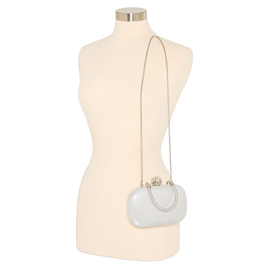 N By Nina Roux Crystal Cord Handle Satin Evening Bag