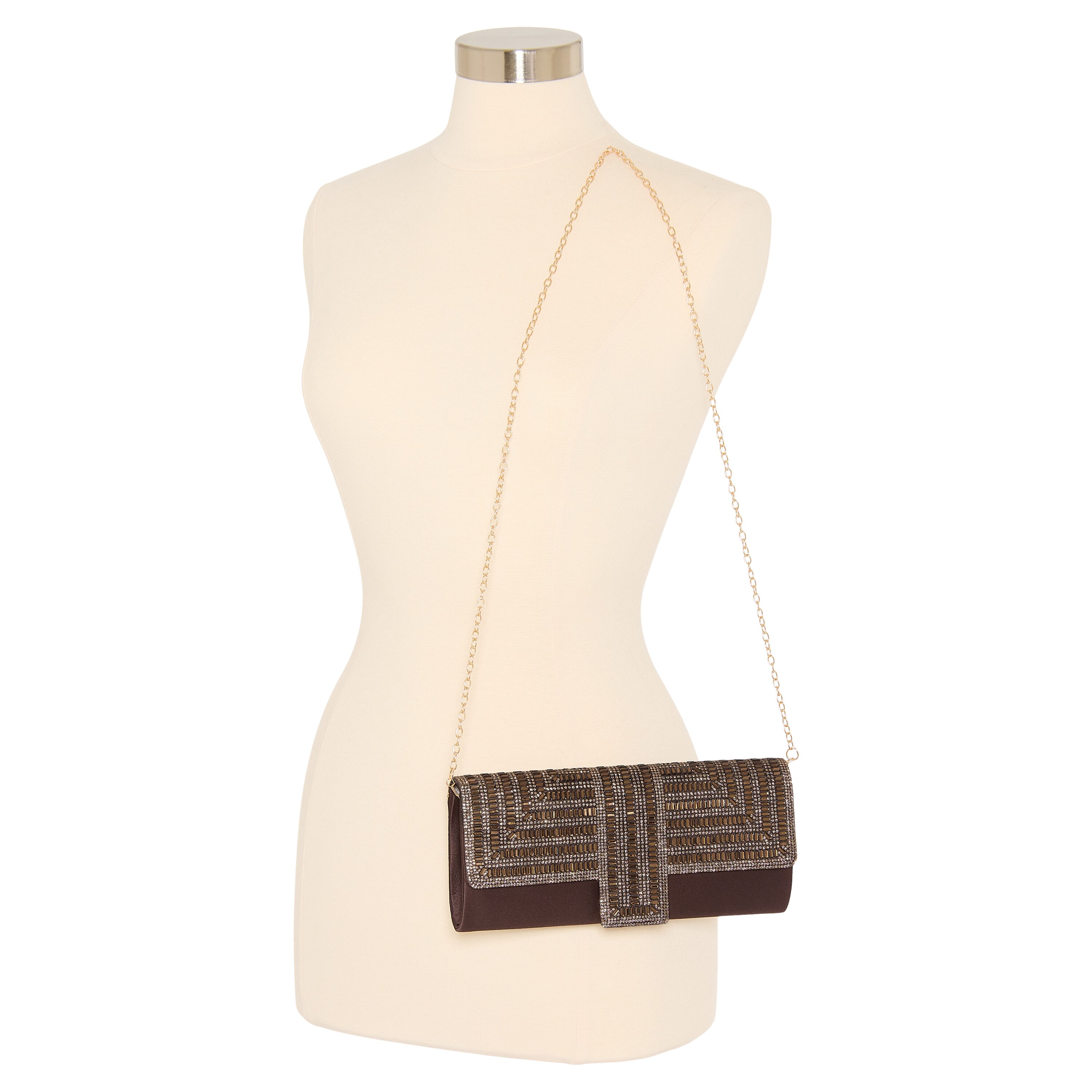 N By Nina Maeveen Crystal Beaded Flap Evening Bag