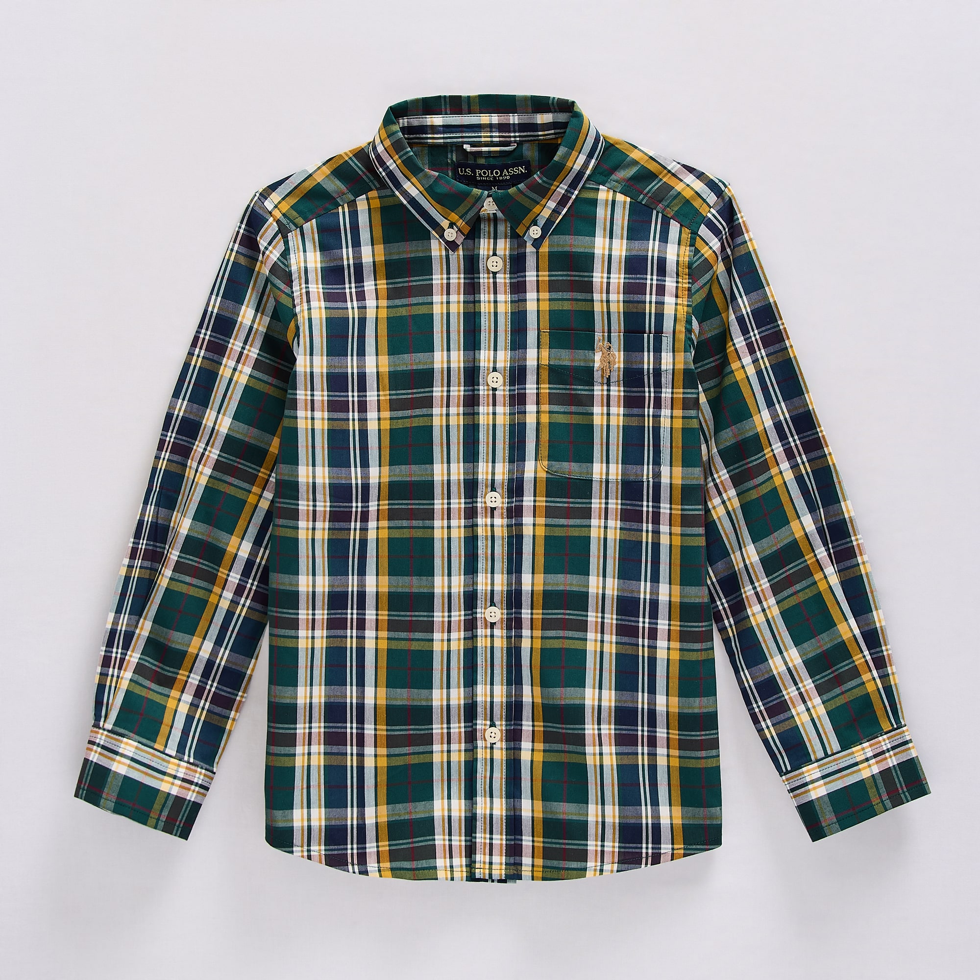 U.S. Polo Assn. Little & Big Kid Boys Long Sleeve Regular Fit Embroidered Button-Down Shirt