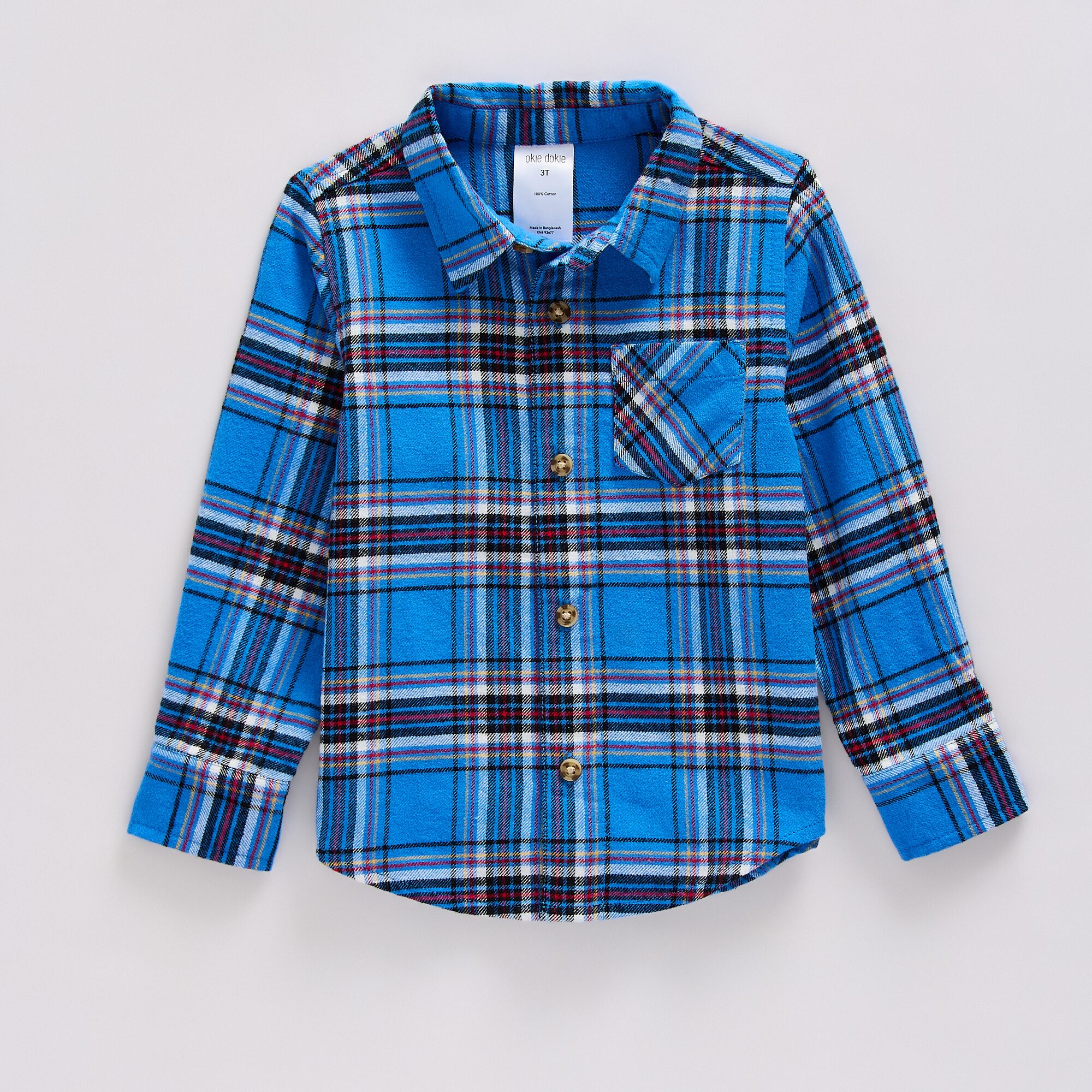 Okie Dokie Toddler Boys Easy-on + Easy-off Long Sleeve Regular Fit Button-Down Shirt