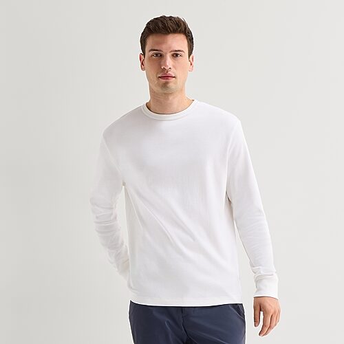 Stylus Mens Round Neck Long Sleeve T-shirt In White