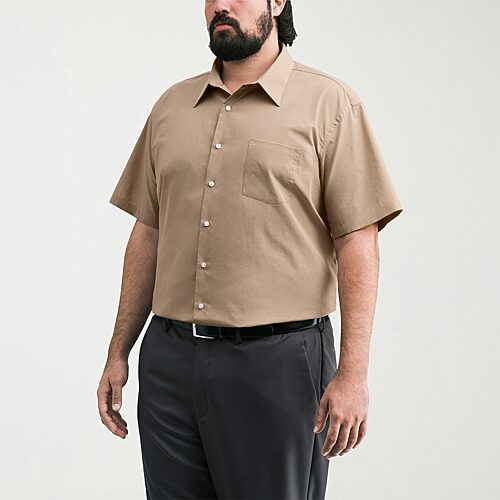Van Heusen Big And Tall Mens Regular Fit Wrinkle Free Short Sleeve Dress Shirt In Beige