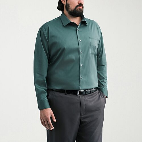Van Heusen Ultra Flex Big And Tall Mens Regular Fit Wrinkle Free Long Sleeve Dress Shirt, 20 36-37, Green