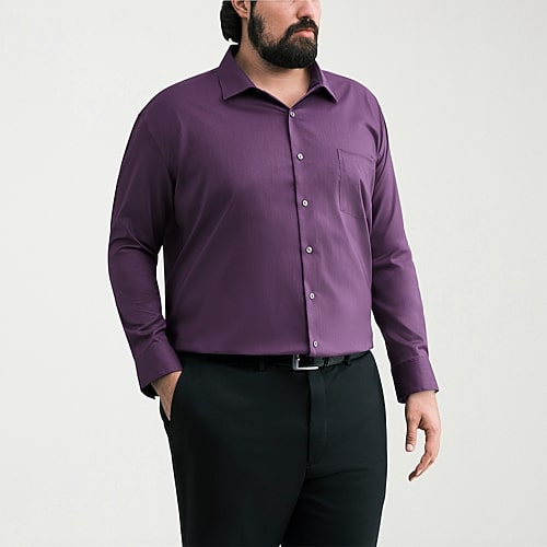 Van Heusen Ultra Flex Big And Tall Mens Regular Fit Wrinkle Free Long Sleeve Dress Shirt In Purple