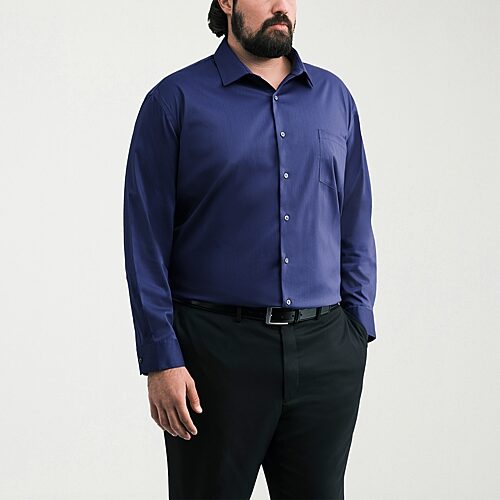 Van Heusen Ultra Flex Big And Tall Mens Regular Fit Wrinkle Free Long Sleeve Dress Shirt, 20 36-37, Blue