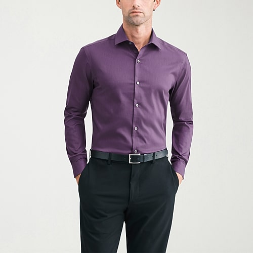 Van Heusen Ultra Flex Mens Regular Fit Wrinkle Free Long Sleeve Dress Shirt In Purple