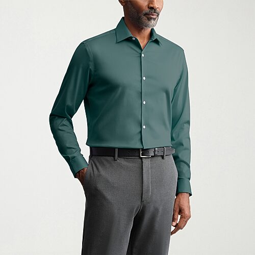 Van Heusen Ultra Flex Mens Regular Fit Wrinkle Free Long Sleeve Dress Shirt In Green