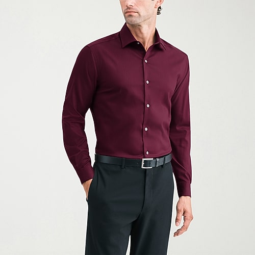 Van Heusen Ultra Flex Mens Regular Fit Wrinkle Free Long Sleeve Dress Shirt In Red