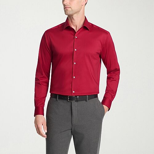 Van Heusen Ultra Flex Mens Regular Fit Wrinkle Free Long Sleeve Dress Shirt In Red