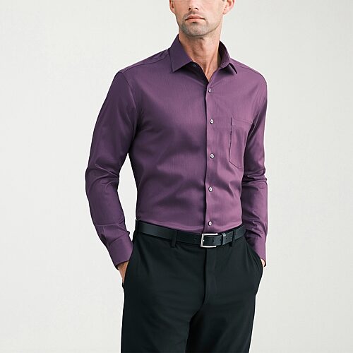 Van Heusen Ultra Flex Mens Regular Fit Wrinkle Free Long Sleeve Dress Shirt In Purple