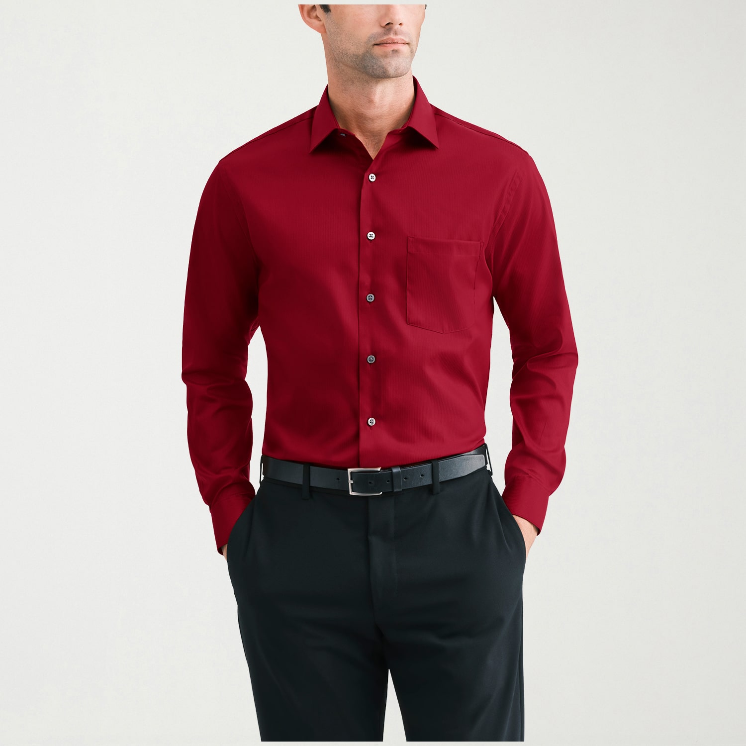 Van Heusen Everyday Defense Stain Shield Fitted Mens Modern Fit Long Sleeve Dress Shirt