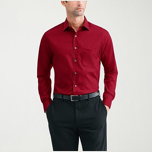 Van Heusen Everyday Defense Stain Shield Mens Regular Fit Long Sleeve Dress Shirt In Red