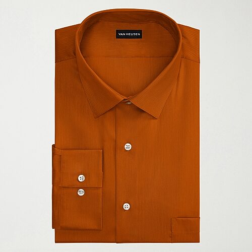 Van Heusen Everyday Defense Stain Shield Mens Regular Fit Long Sleeve Dress Shirt In Orange