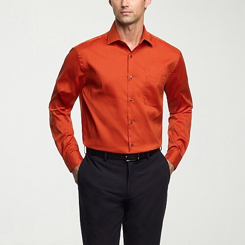Van Heusen Everyday Defense Stain Shield Fitted Mens Modern Fit Long Sleeve Dress Shirt In Orange