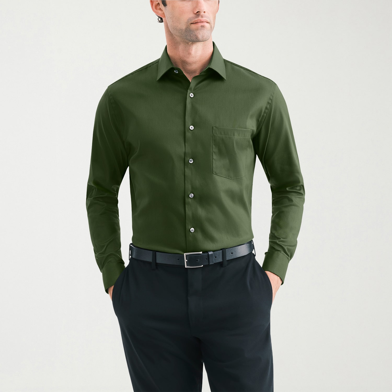 Van Heusen Everyday Defense Stain Shield Fitted Mens Modern Fit Long Sleeve Dress Shirt