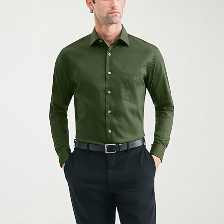 van heusen green dress shirt Men's Ultra Stretch Wrinkle-Free - Merlot-1 DRY CLEAN ONLY