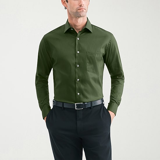 Van Heusen Everyday Defense Stain Shield Fitted Mens Modern Fit Long Sleeve Dress Shirt