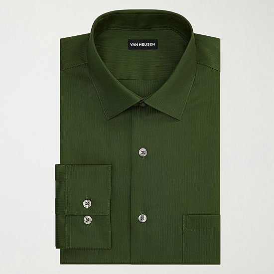 Van Heusen Everyday Defense Stain Shield Fitted Mens Modern Fit Long Sleeve Dress Shirt