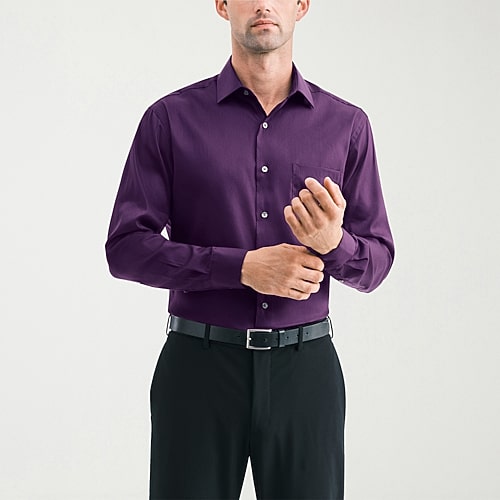 Van Heusen Everyday Defense Stain Shield Mens Regular Fit Long Sleeve Dress Shirt In Purple