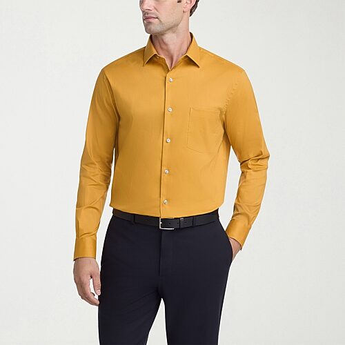 Van Heusen Everyday Defense Stain Shield Mens Regular Fit Long Sleeve Dress Shirt In Yellow