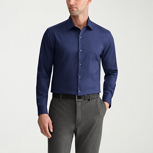 Van Heusen Ultra Flex Mens Regular Fit Wrinkle Free Long Sleeve Dress Shirt In Blue