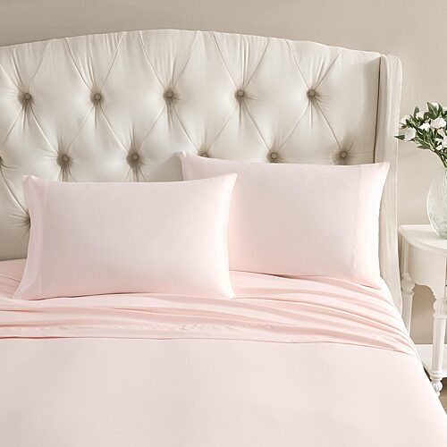 Laura Ashley Solid Satin Bliss Pillowcase Pair, King - Light Pink
