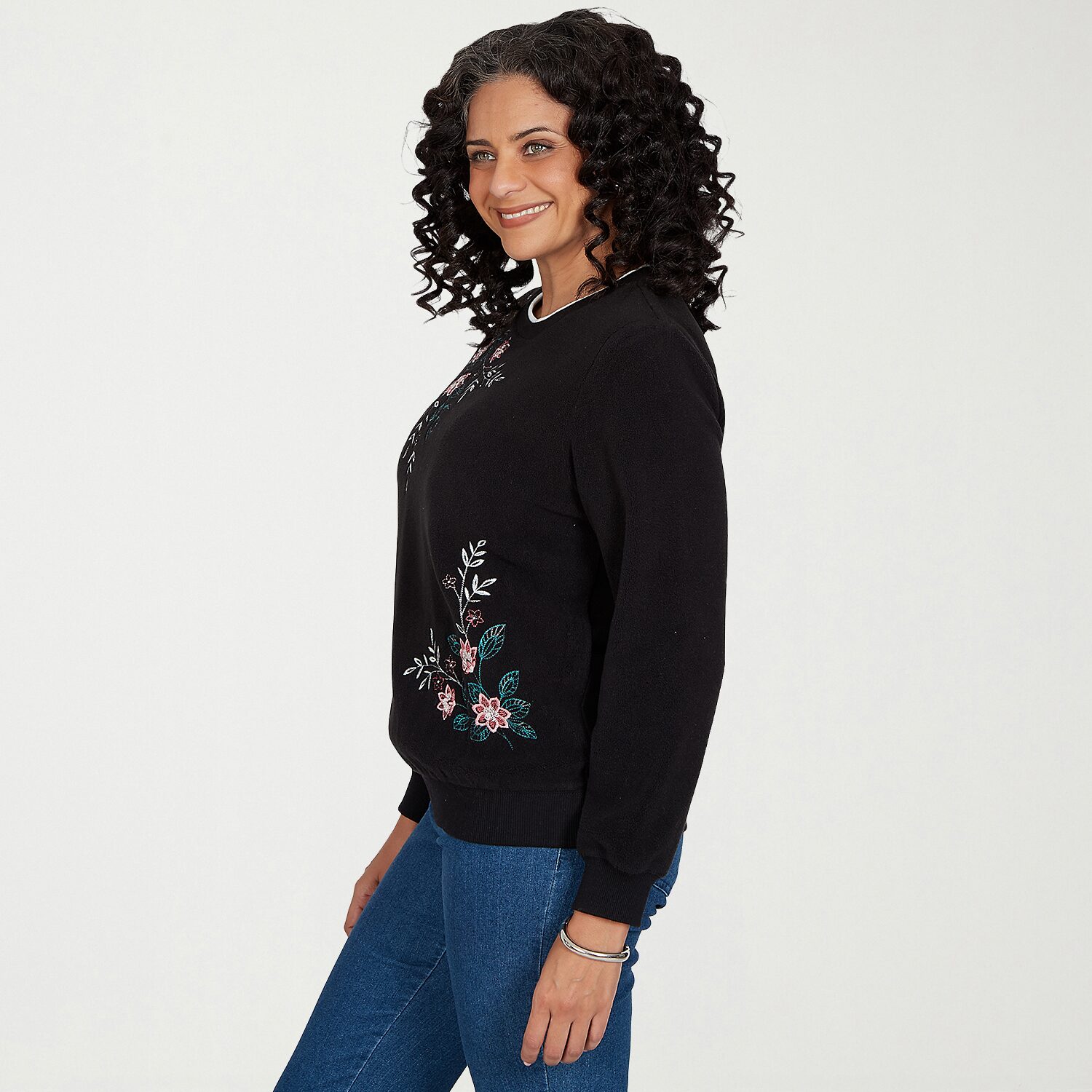 Alfred Dunner Womens Crew Neck Long Sleeve Sweatshirt