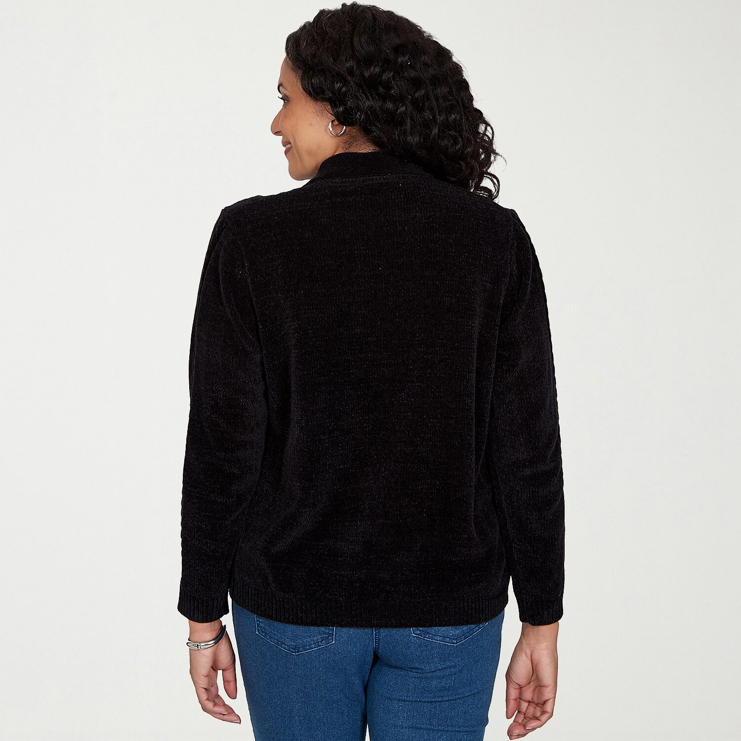Alfred Dunner Womens Long Sleeve Zipper Cardigan