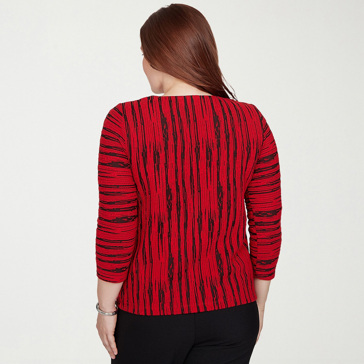 Alfred Dunner Dinner Theater Womens Keyhole Neck 3/4 Sleeve T-Shirt